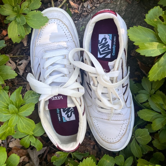 Vans White and Burgundy Casual Sneakers - Picture 1 of 11
